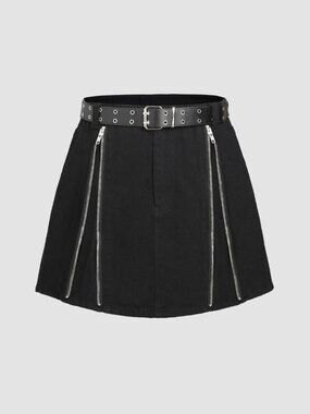 New Cider Solid Denim Minirock Black Mini Skirt Women's Size 0X Punk Whimsygoth